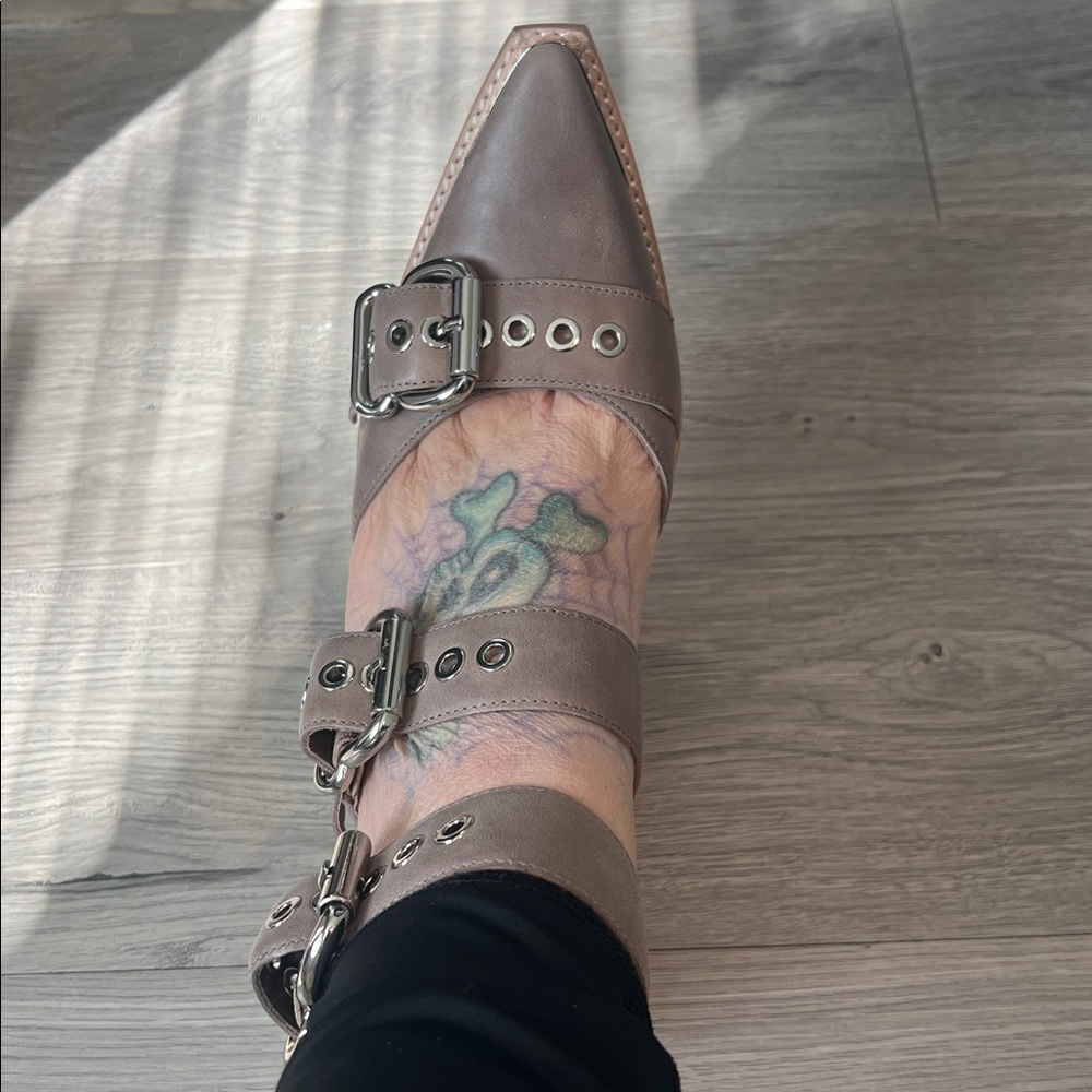 Jeffrey Campbell Taupe Heels with Silver Accents
